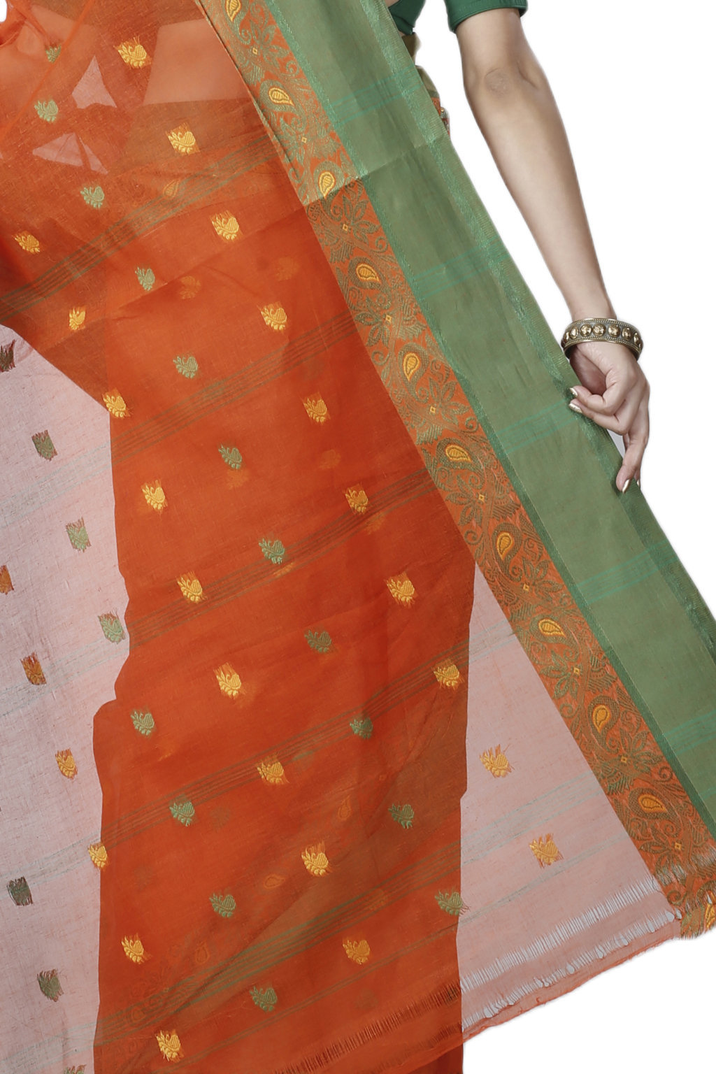 Orange Pure Cotton Srimati Tant Saree (1088)